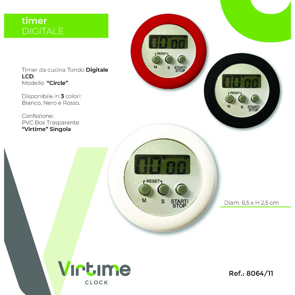 TIMER CUCINA LCD  CIRCLE    3 COL,ASSRT,Virtime