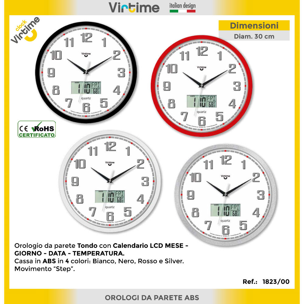 Orologio da Parete Classic + LCD - Ø30cmVirtime
