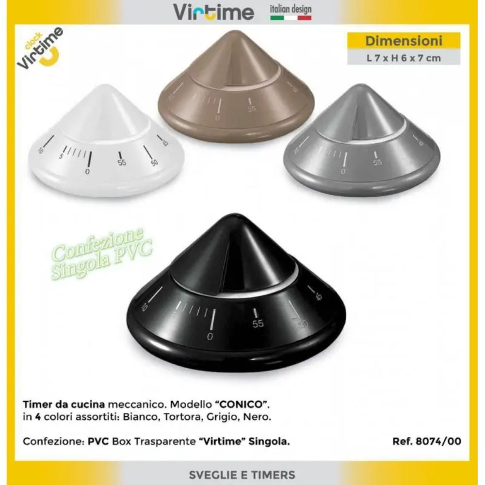 TIMER CUCINA  CONICO  - 4 COL, ASSORT,Virtime