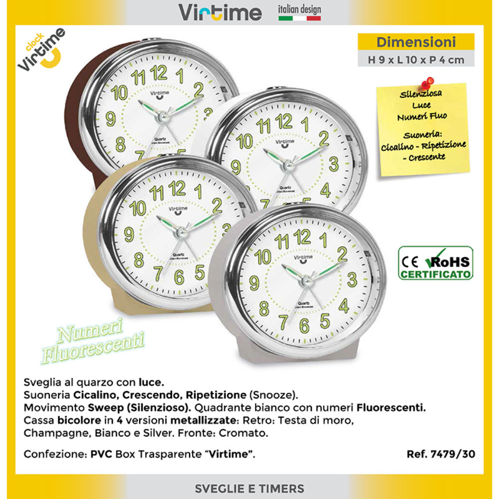 SVEGLI AL QUARZO OVALE CON LUCEVirtime