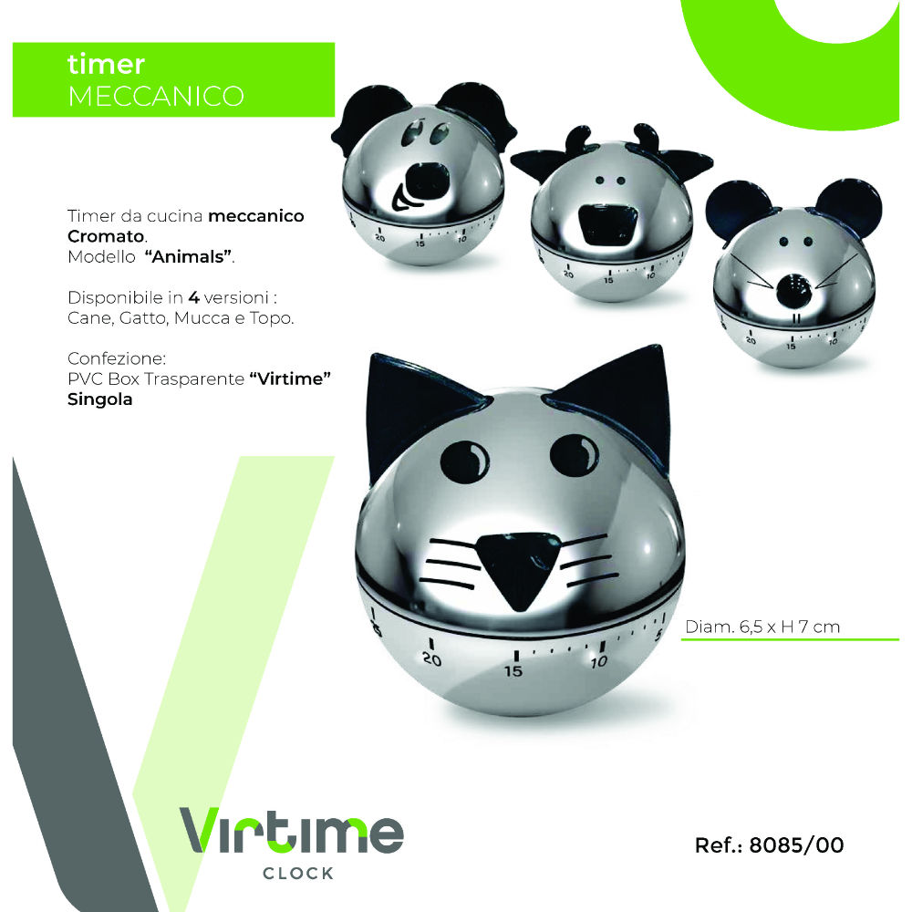 TIMER CUCINA "ANIMALS" CROMATO 4 VERS, ASSVirtime
