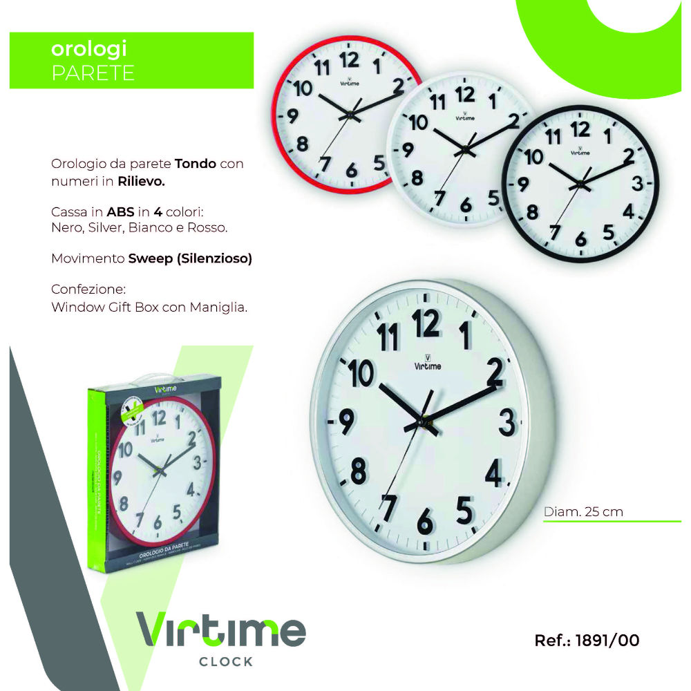 Orologio da Parete Tondo Ø25cm - 1891/00Virtime
