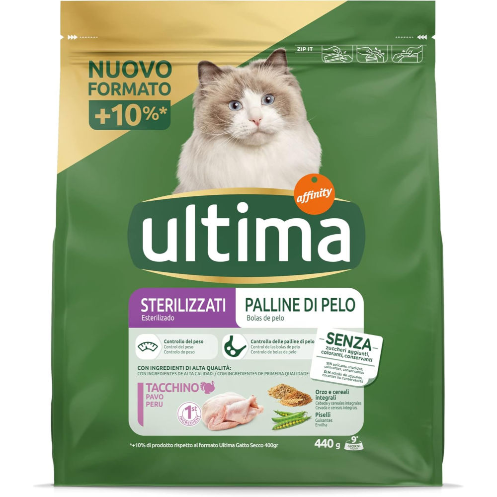 Ultima Gatti Sterilizzati Palline di Pelo - Tacchino - 440gUltima Affinity
