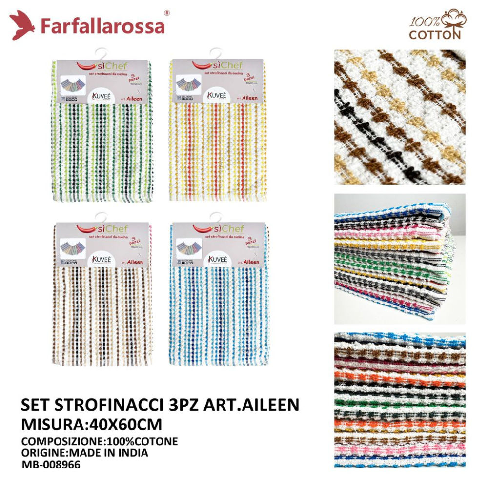 Set Strofinacci da Cucina Aileen 40x60cm - 3pzFarfallaRossa
