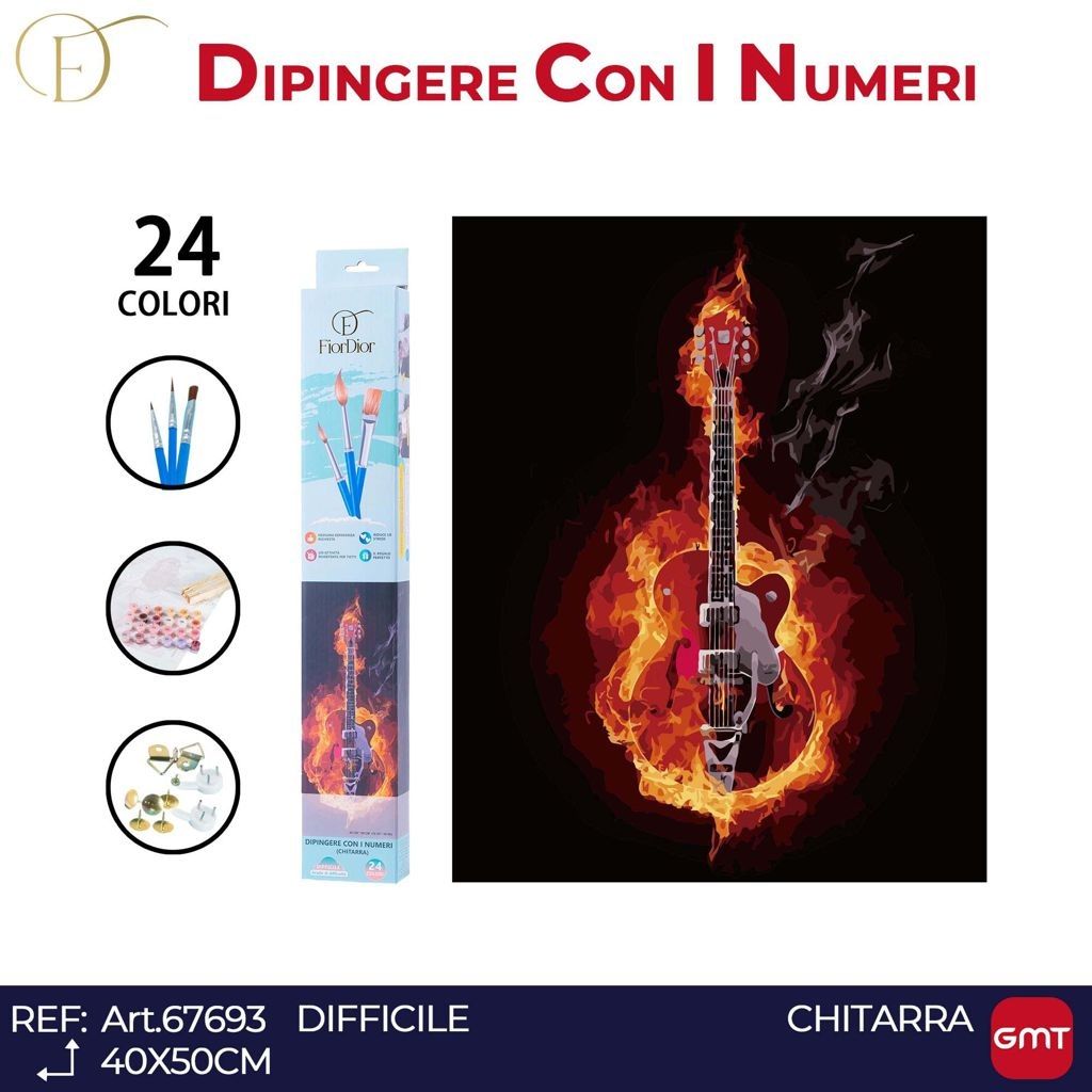 DIPINGERE CON I NUMERI 24 COLORI CHITARRA ELETTRICAFiordior