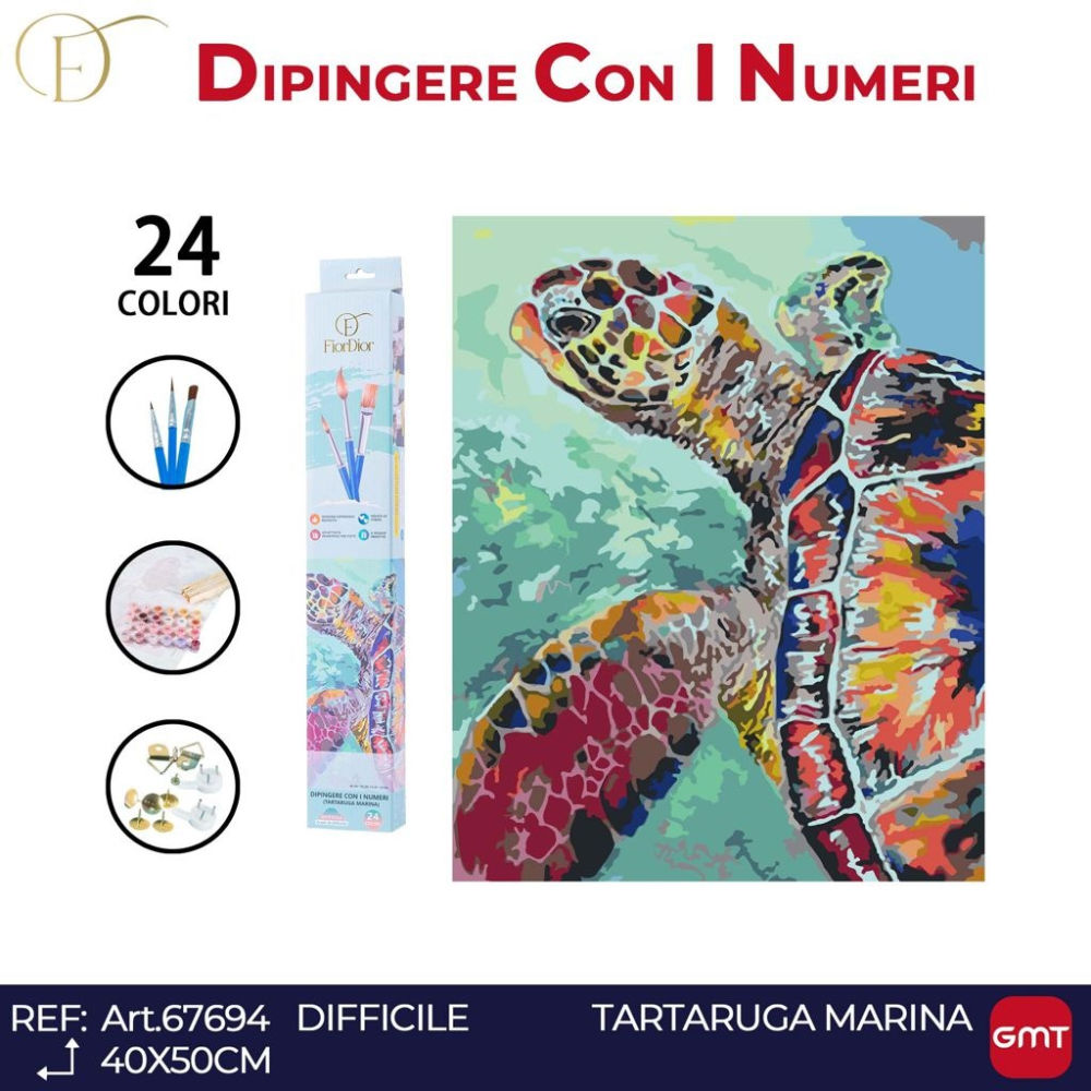 DIPINGERE CON I NUMERI 24 COLORI TARTARUGA MARINAFiordior