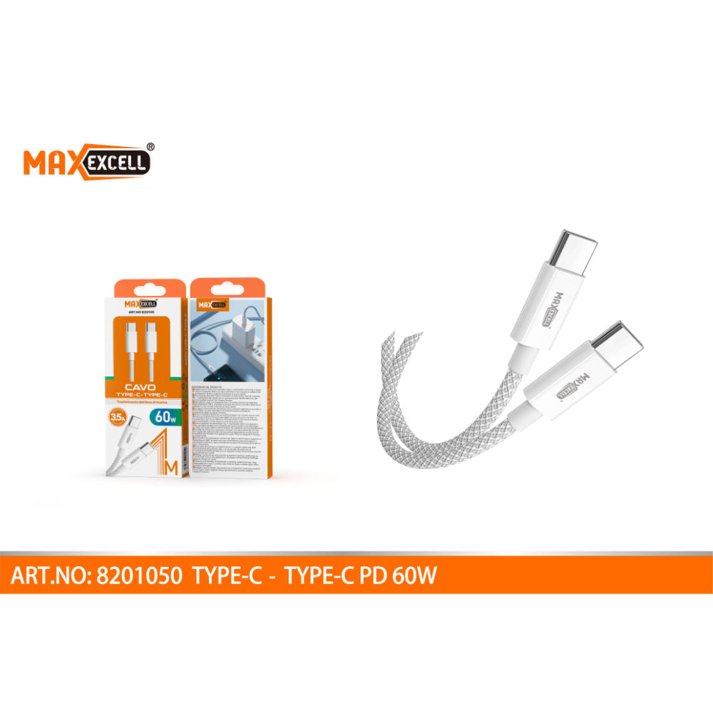 CAVO TYPE-C A TYPE-C FAST CHARGE 1M 3.5A/60WMaxexcell