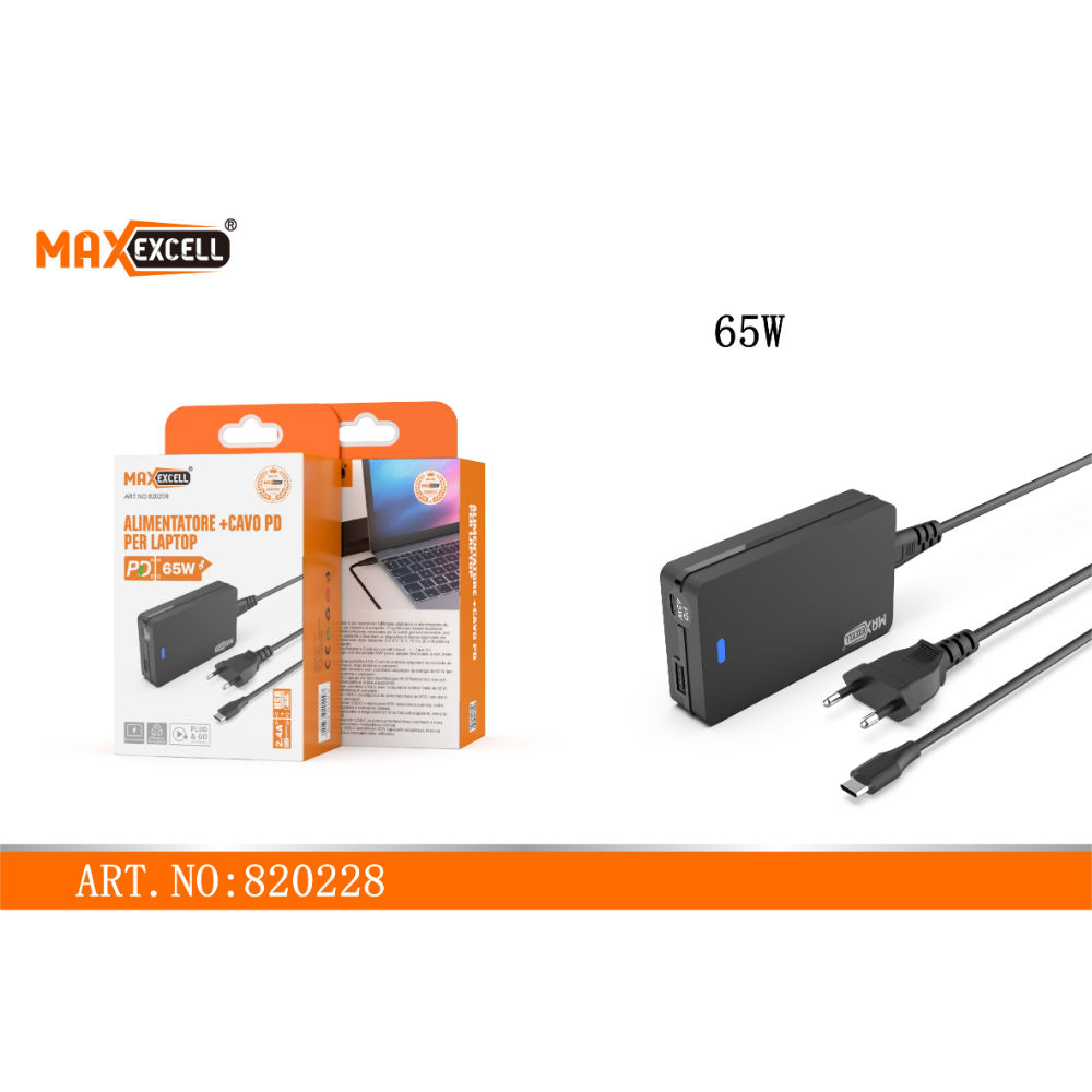 ALIMENTATORE + CAVO PD/TYPE-C PER LAPTOPMaxexcell