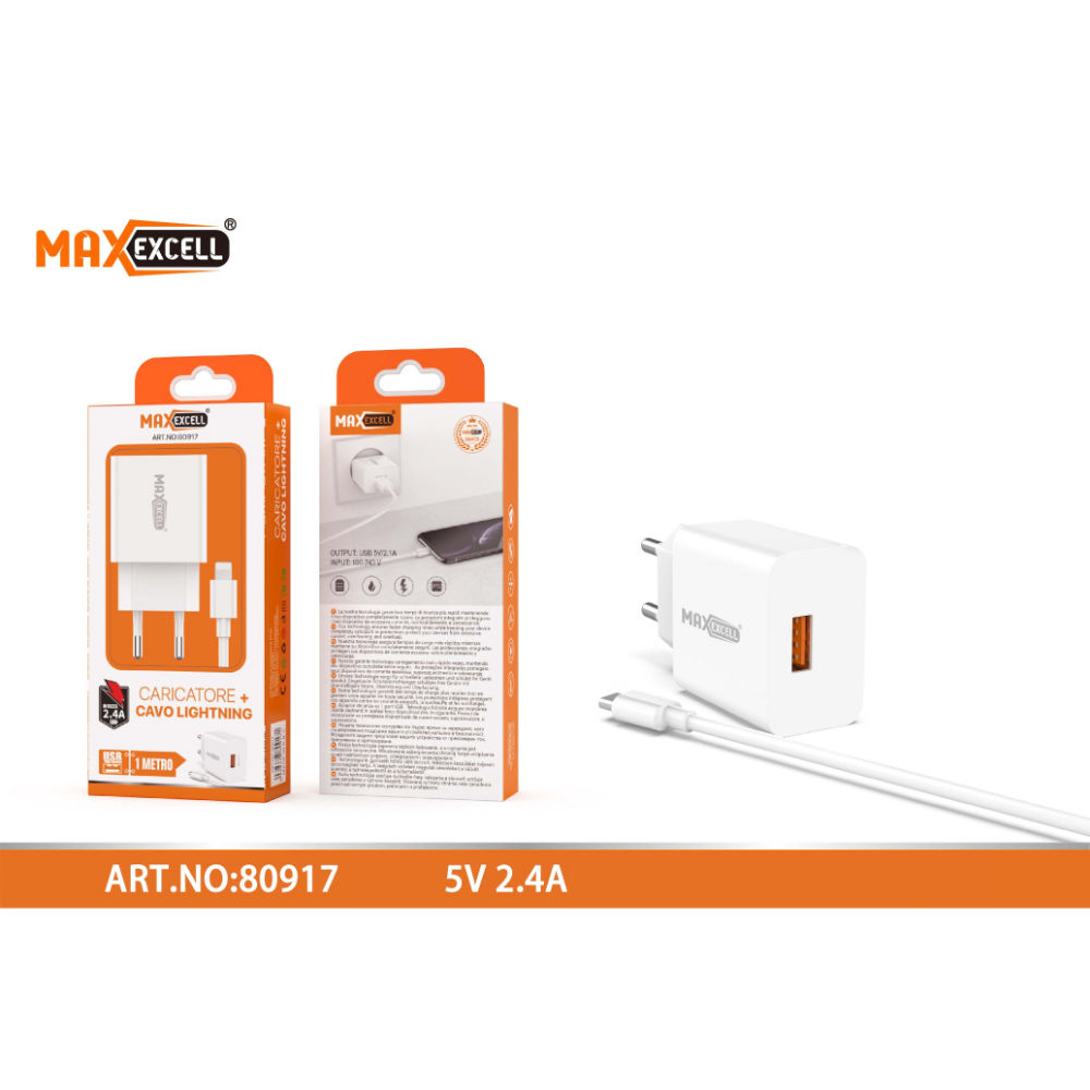 IP 5V 2.4A CARICATORE CON CAVO LIGHTNINGMaxexcell