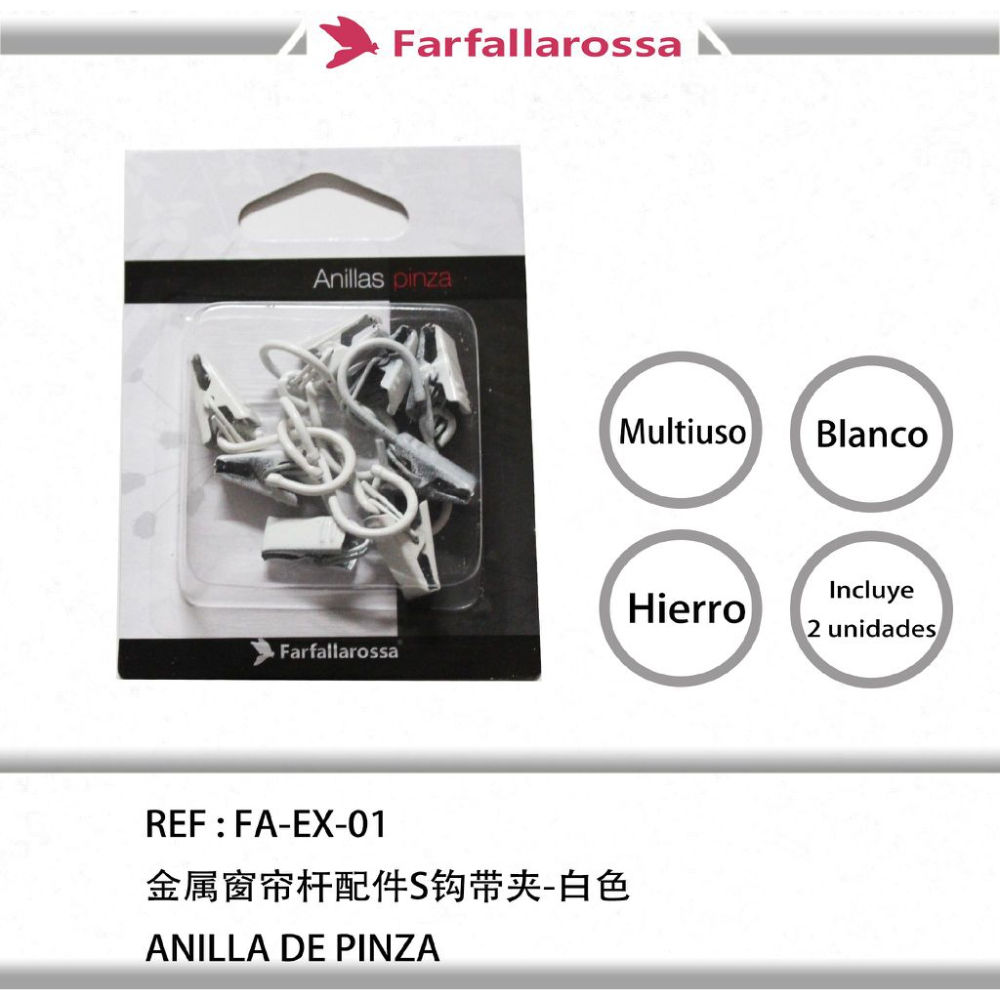 Anelli con Pinza per Bianco - 8pzFarfallaRossa