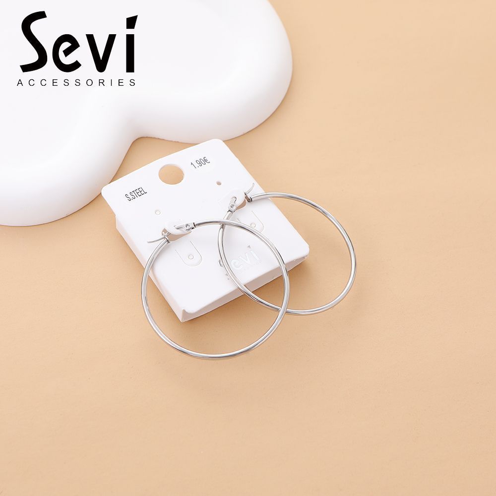 ORECCHINI CLASSICI ACCIAIO ARGENTO 5cmSevi