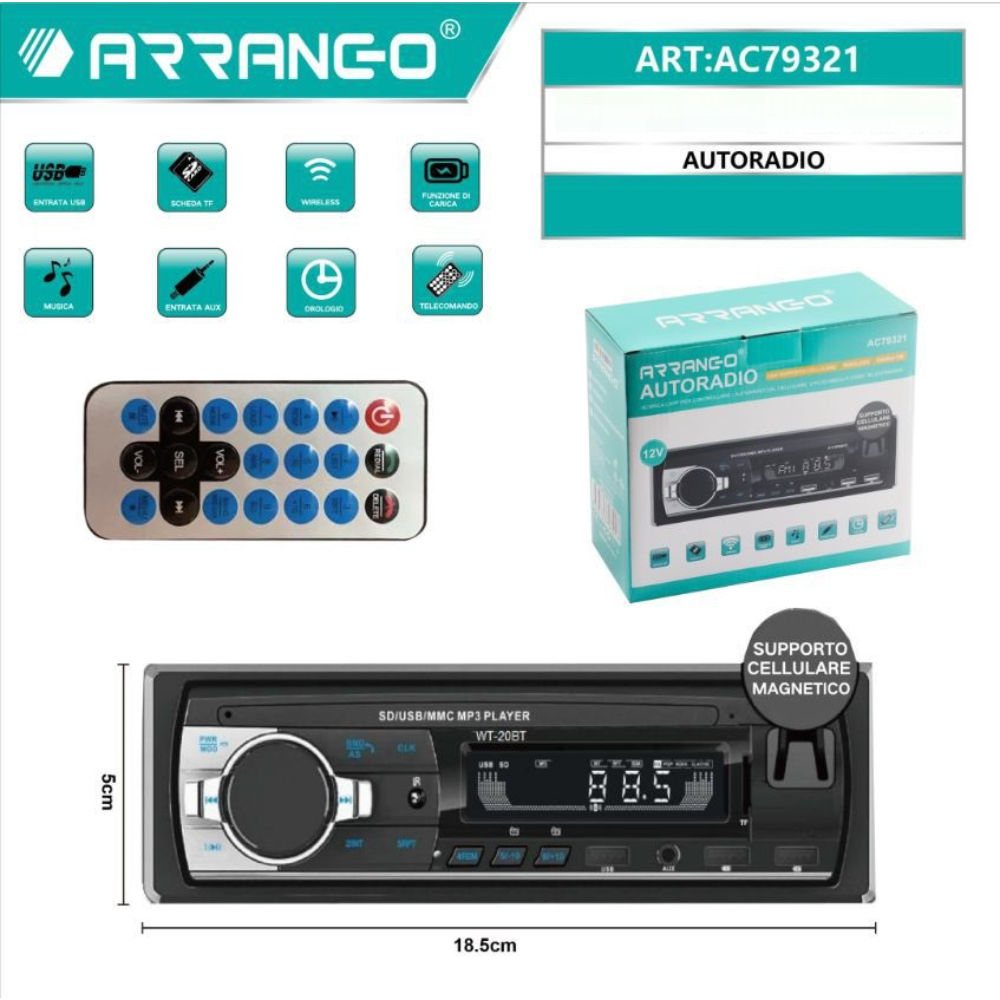 AUTORADIO CON TELECOMANDO - AC79321Arrango