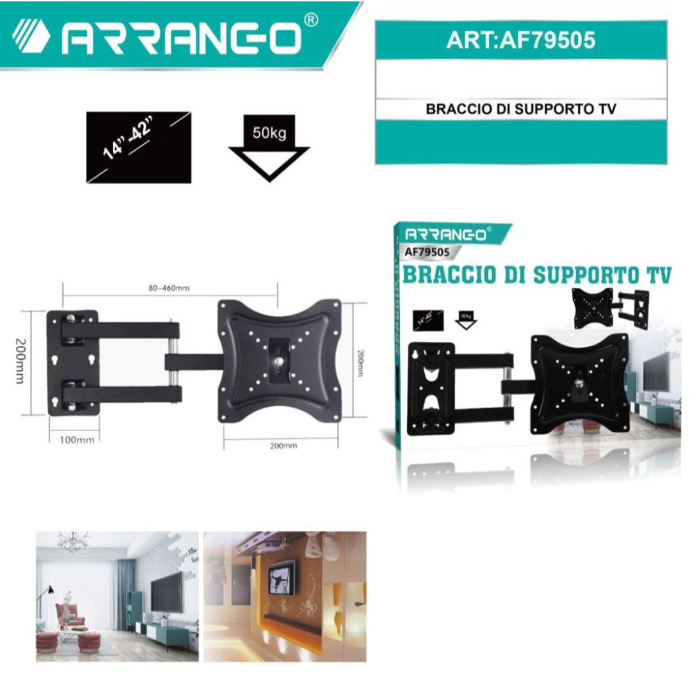 Braccio di Supporto per TV 14"- 42" da MuroArrango