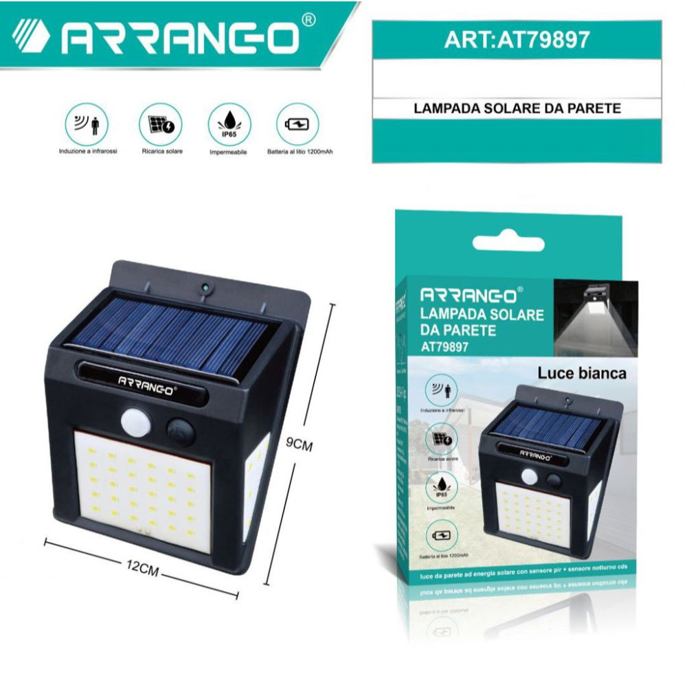 Faretto Solare con Sensore di Movimento - Luce BancaArrango