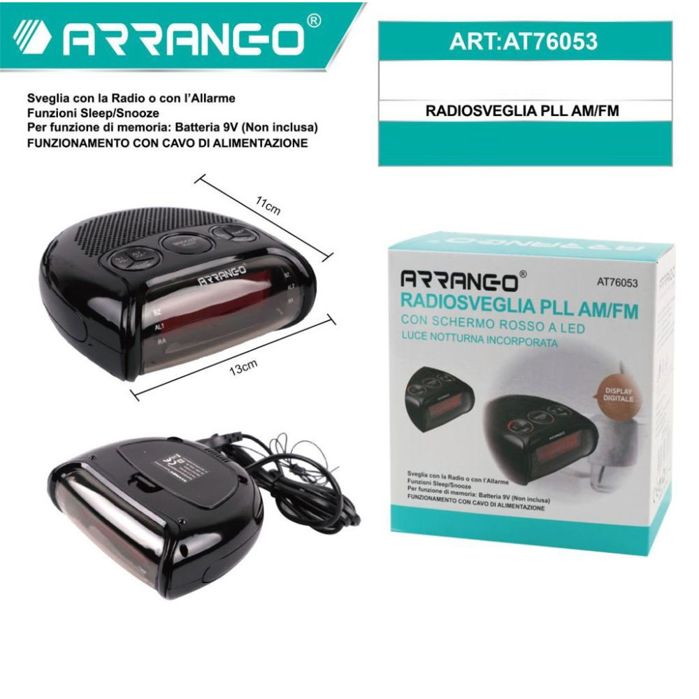 RADIOSVEGLIA PLL AM/FM - SCHERMO LED ROSSOArrango