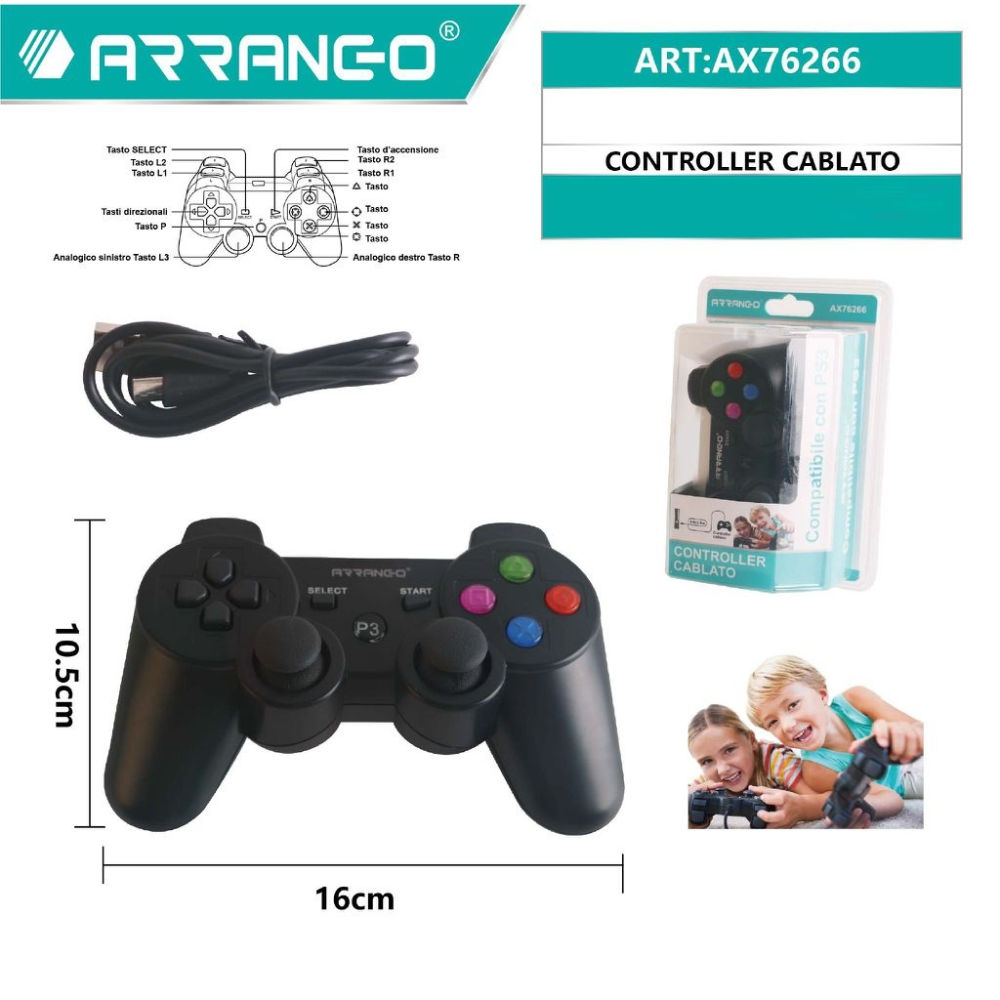 Controller Cablato PS3 - AX76266Arrango