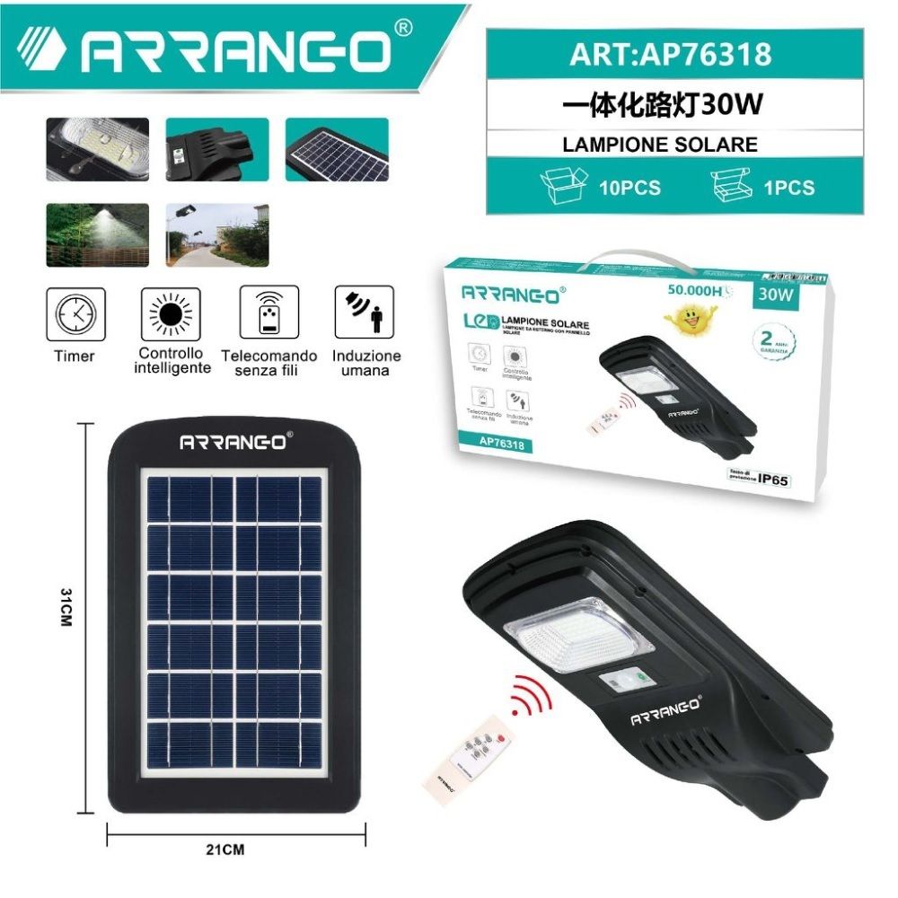 Lampione Solare 30W LED - AP76318Arrango