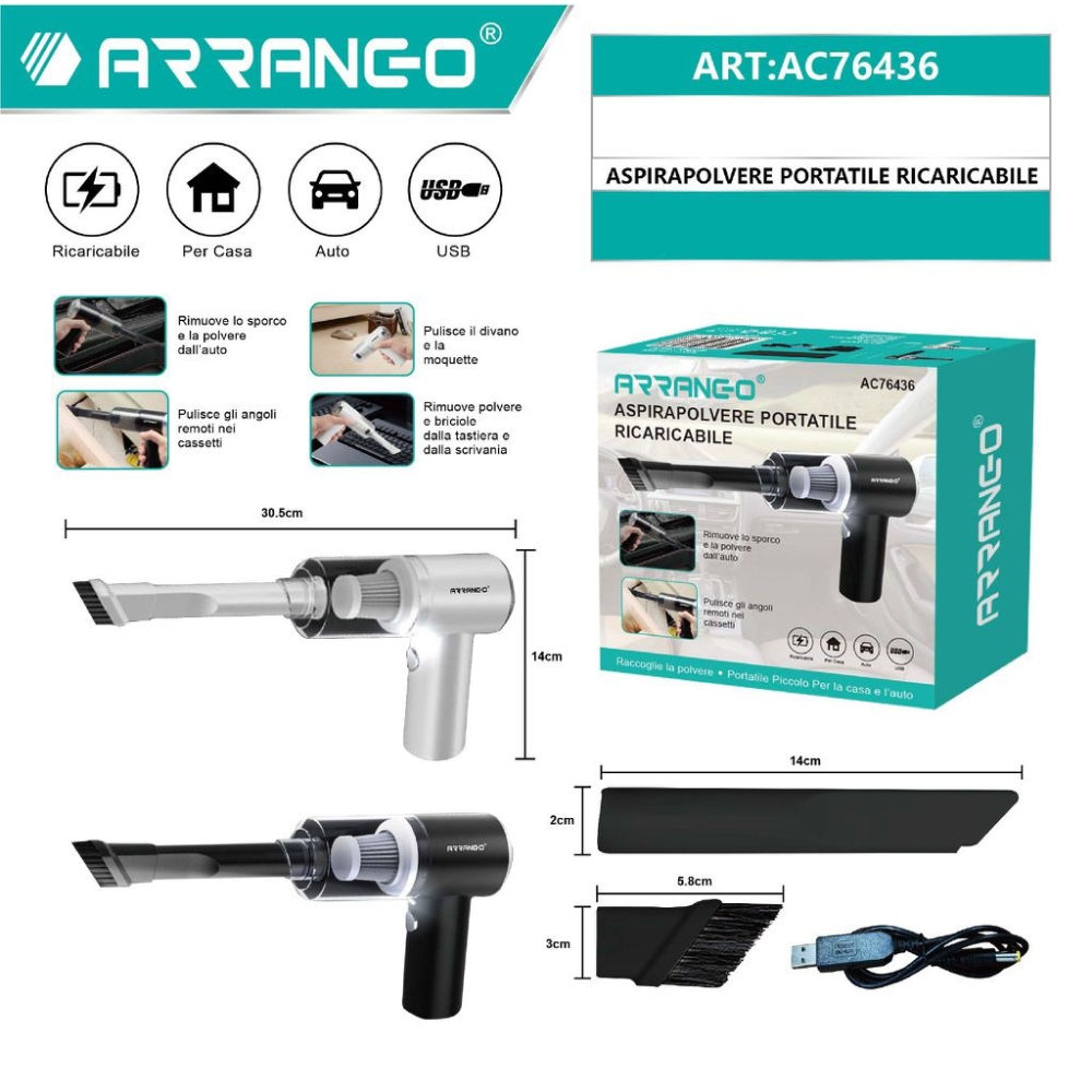 Aspirapolvere Portatile Ricaricabile - AC76436Arrango