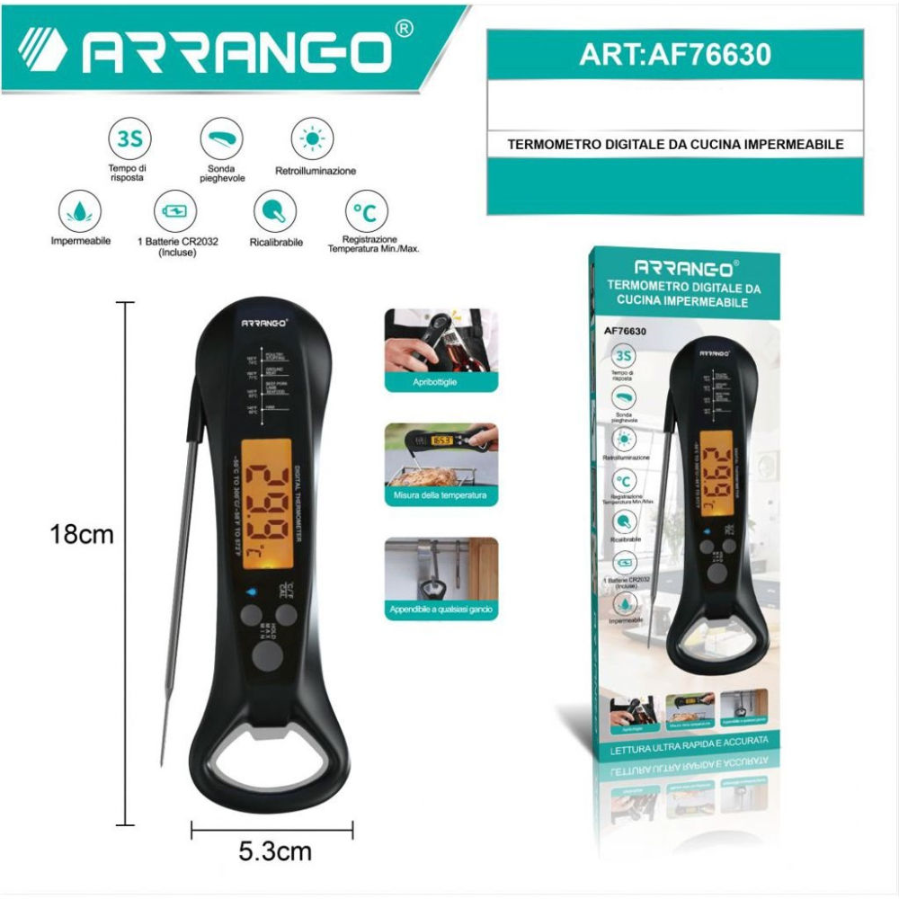 TERMOMETRO DIGITALE DA CUCINA IMPERMEABILEArrango