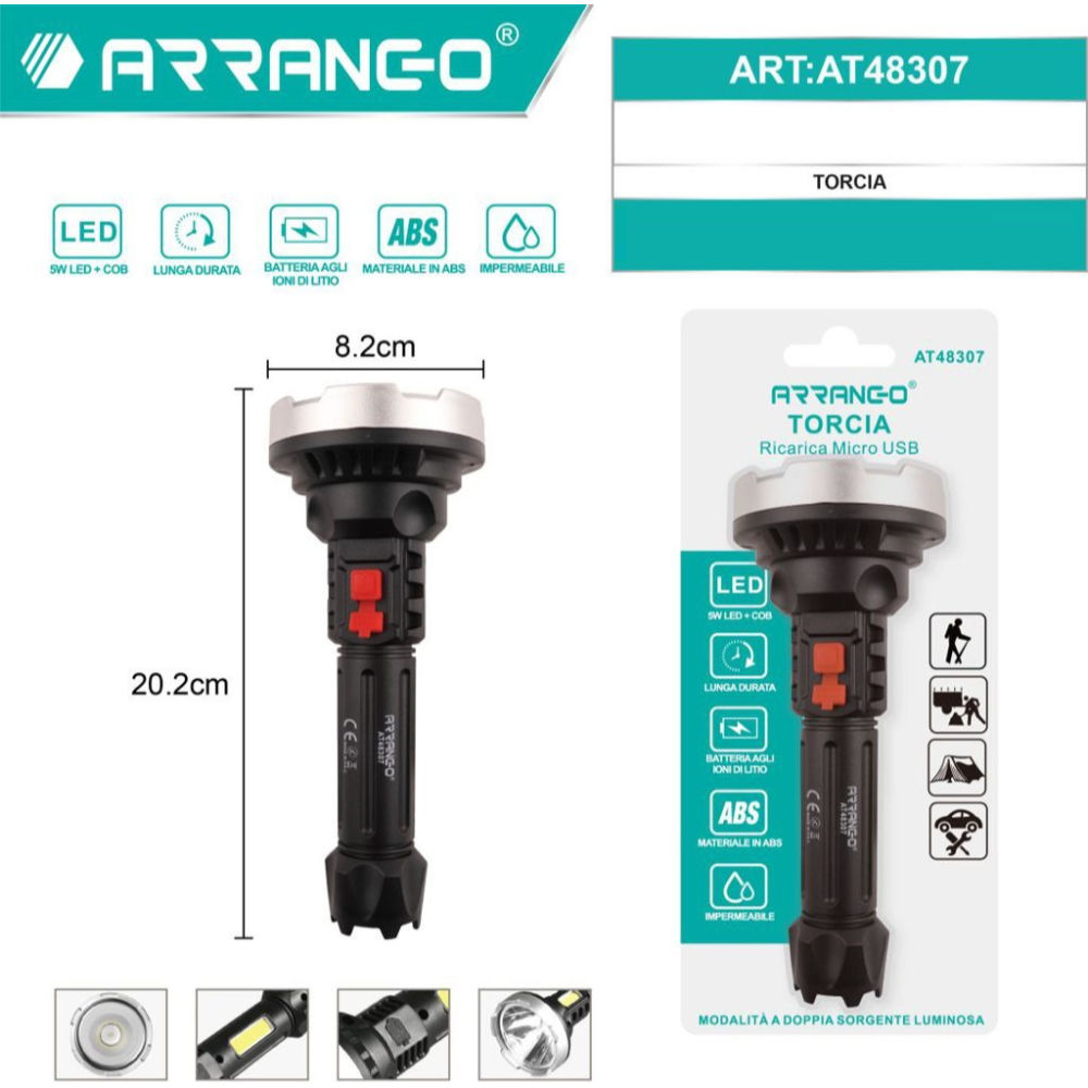 TORCIA LED RICARICABILE - AT48307Arrango