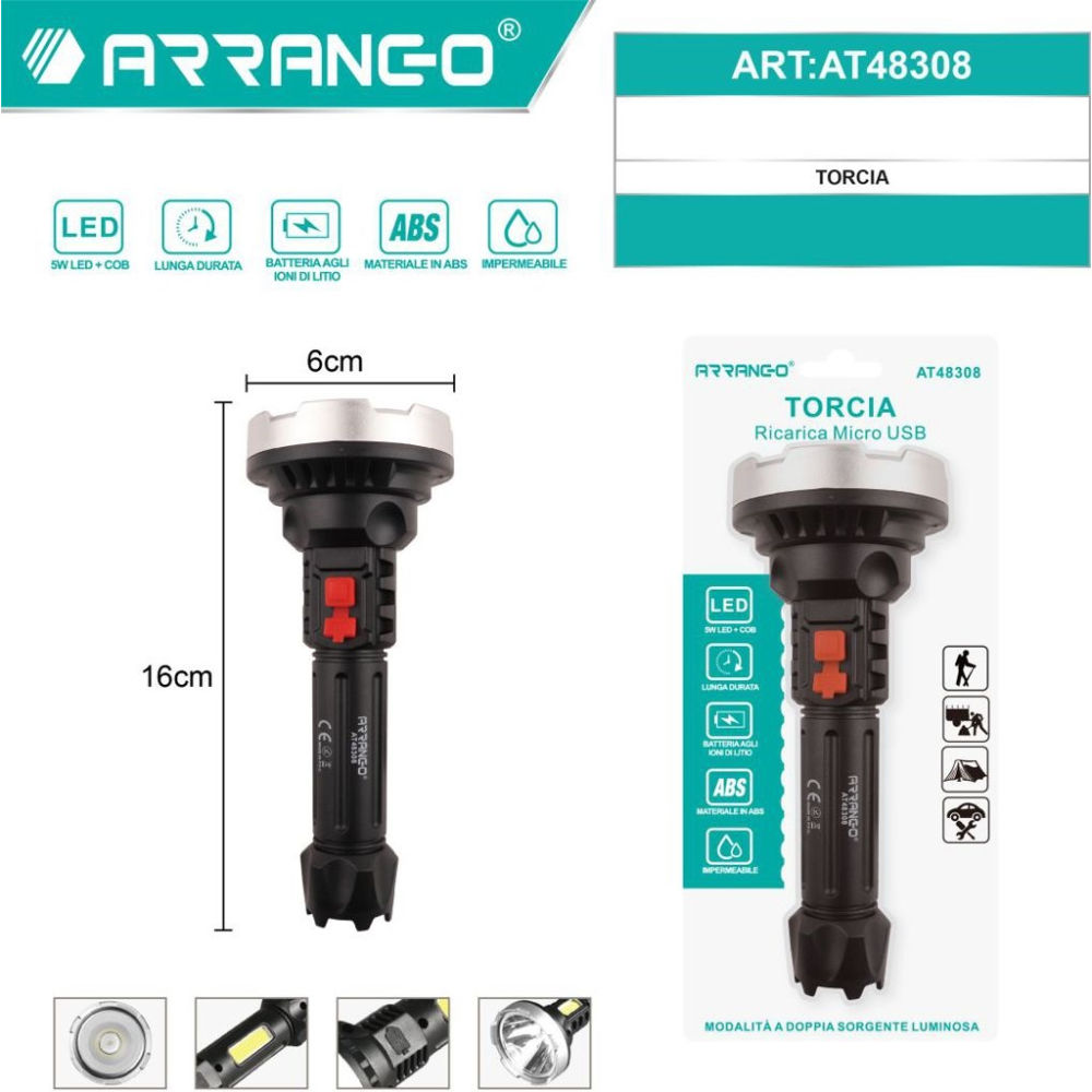 TORCIA LED RICARICABILE - AT48308Arrango