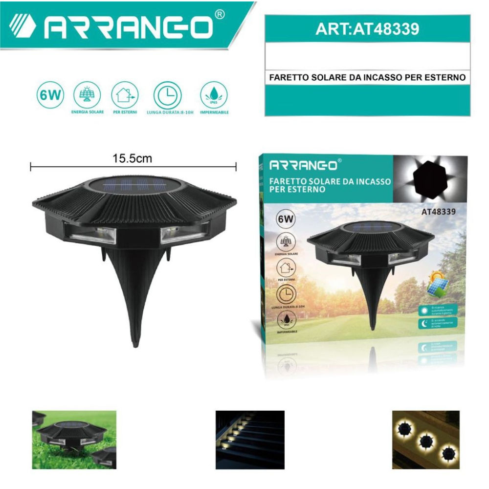 Fretto Solare da Incasso Luce Fredda 6W - 15,5cmArrango