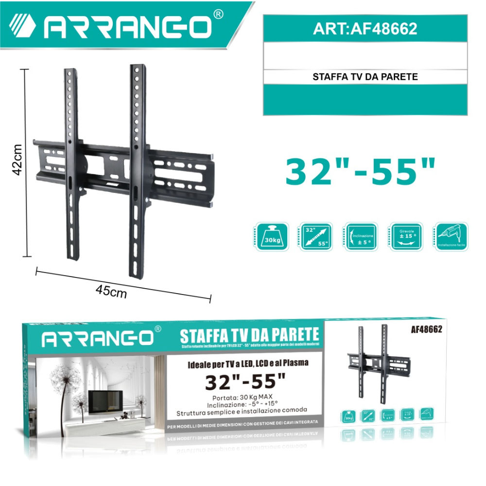 Staffa TV da Parete 32''/50'' - AF48662Arrango