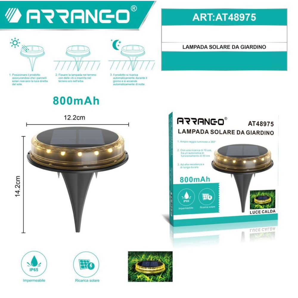 Lampada Solare da Girdino Luce Calda - 14,2x12,2cmArrango