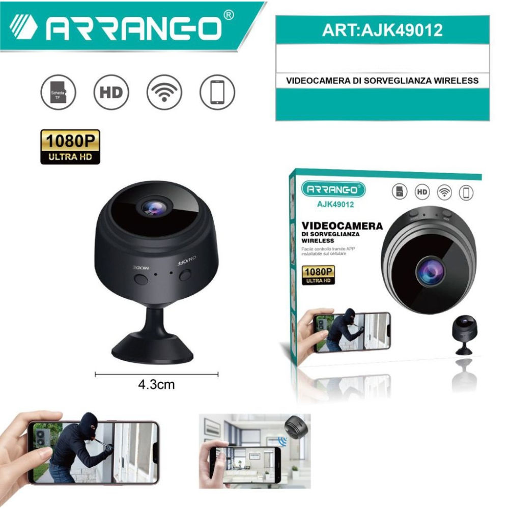 Videocamera di Sorveglianza Wireless - AJK49012Arrango