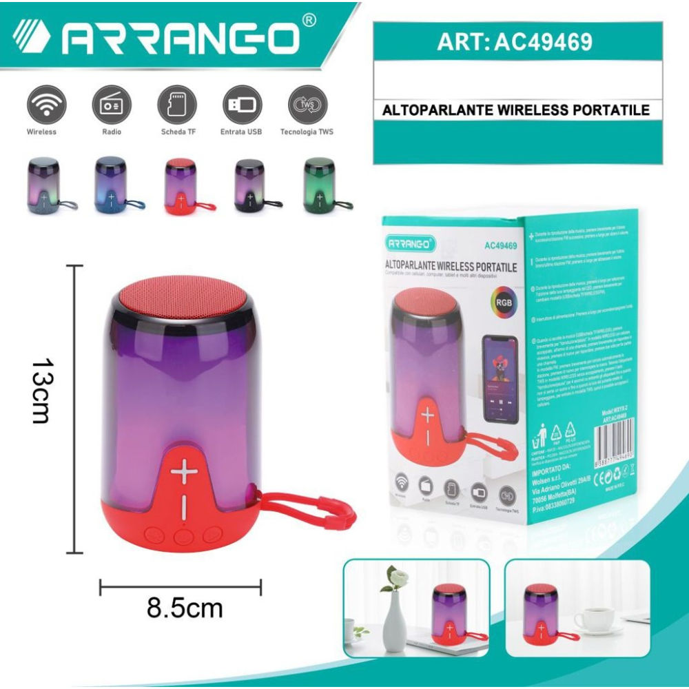 Altoparlante Wireless Portatile - AC49469Arrango