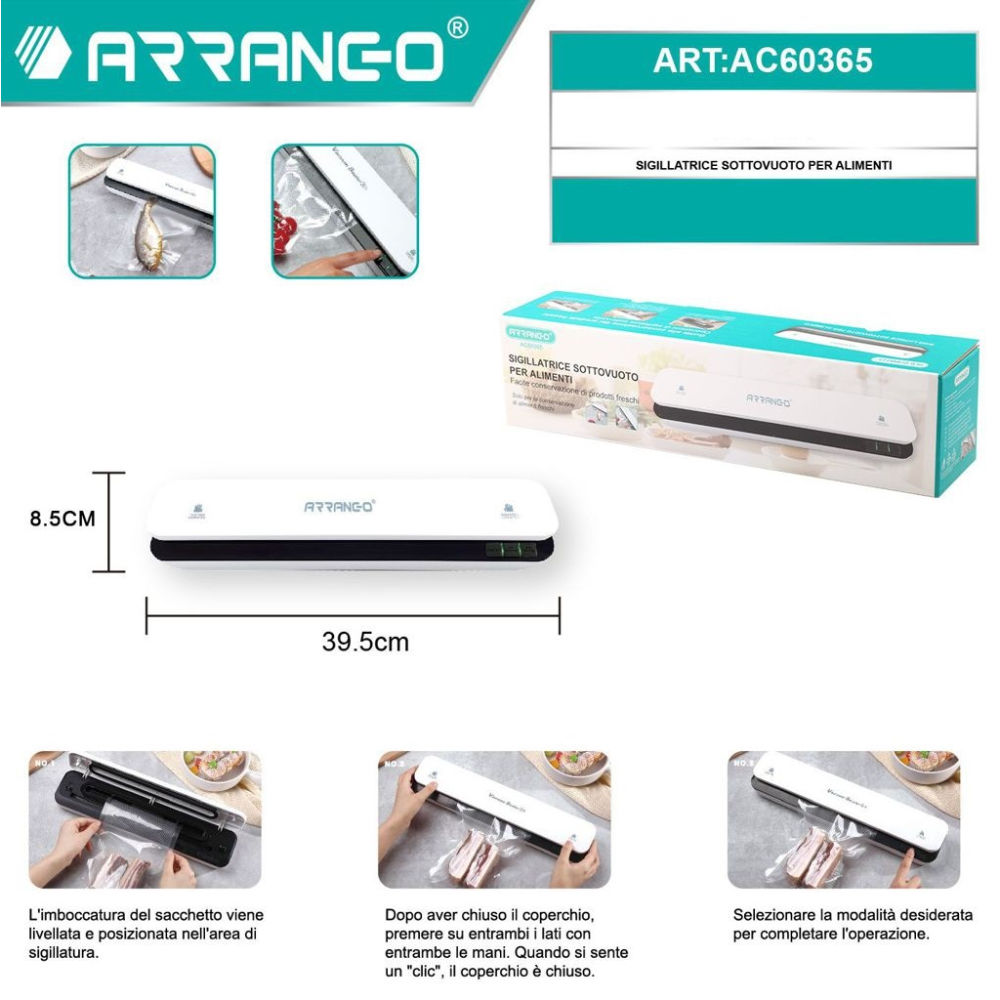 Sigillatrice Sottovuoto per Alimenti - AC60365Arrango
