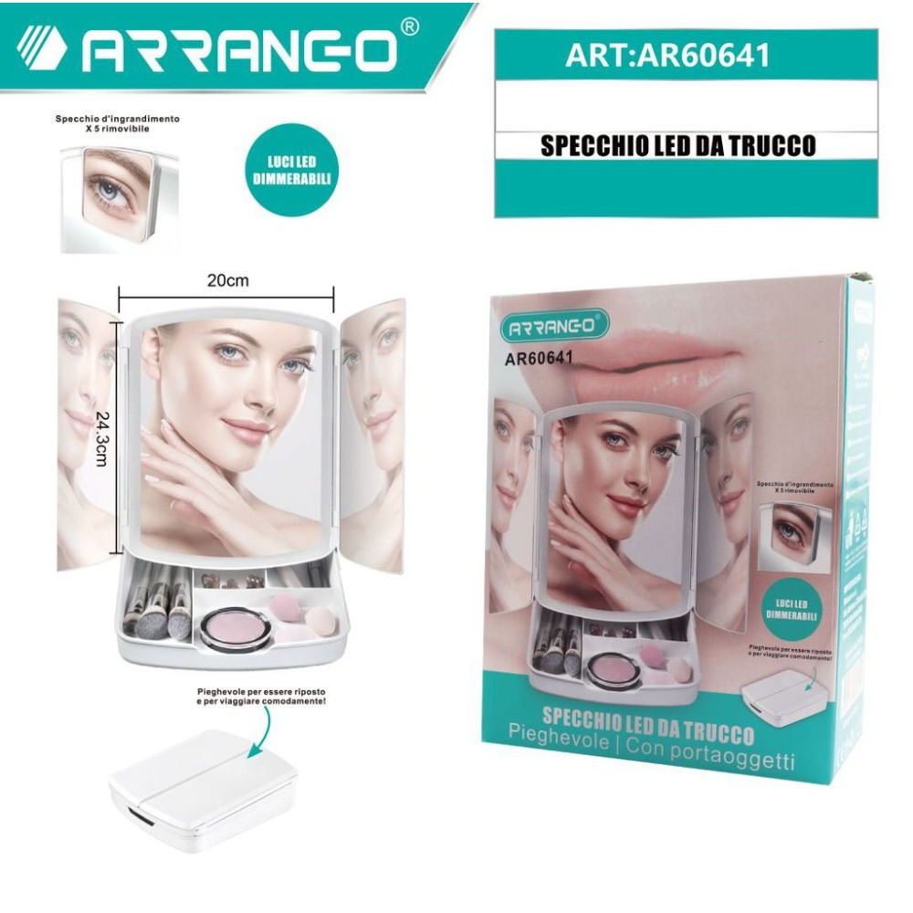 Specchio da Trucco con LED - 20x24,3cmArrango