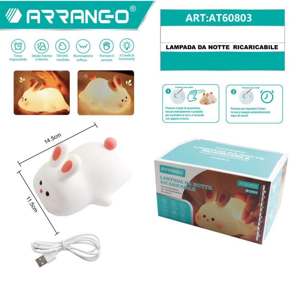 Lampada Notte Ricaricabile - ConiglioArrango