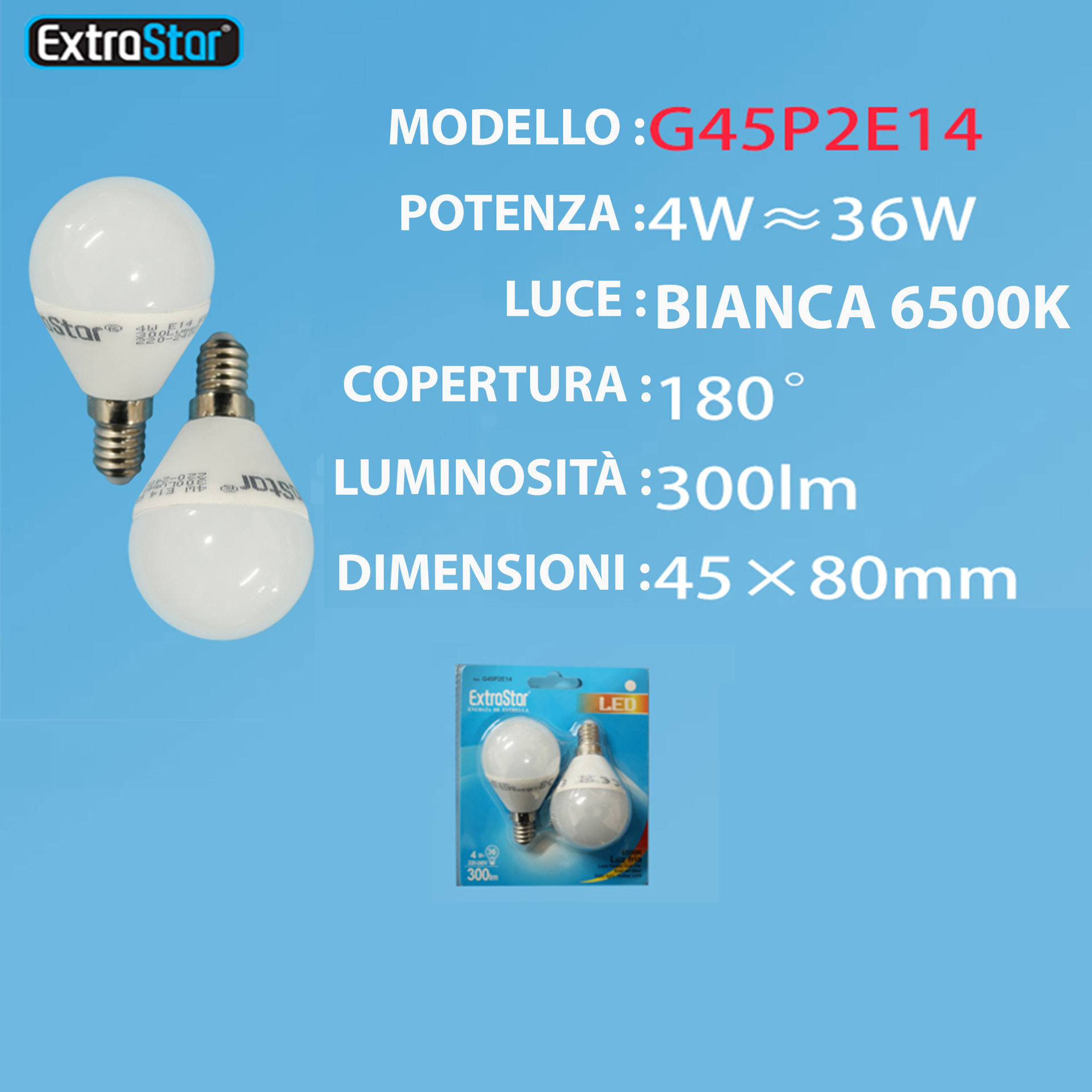 LAMPADINA LED E14 4W 300LM  2U LUCE FREDDAExtrastar