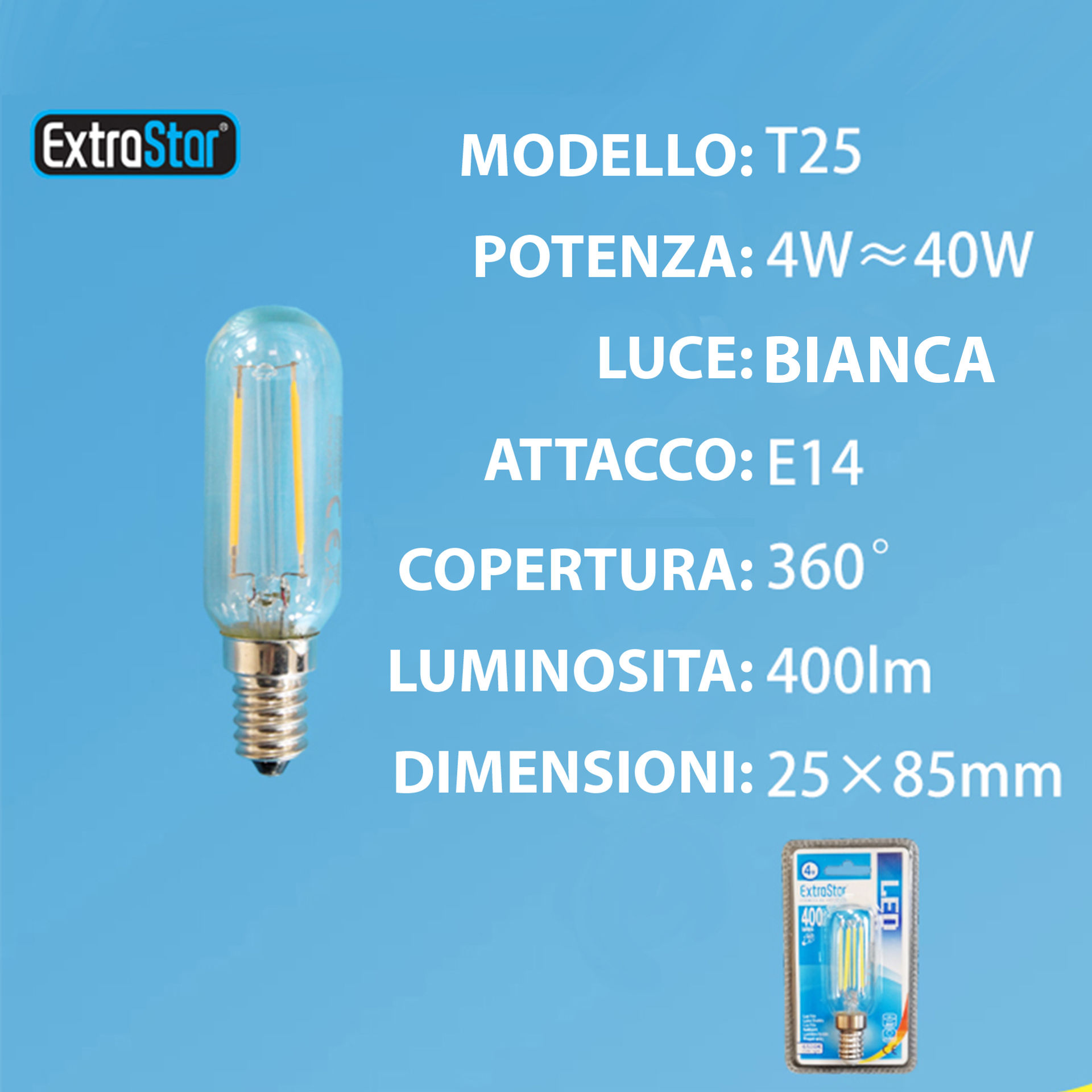 LAMPADINA LED E14 4W 400LM 6500KExtrastar