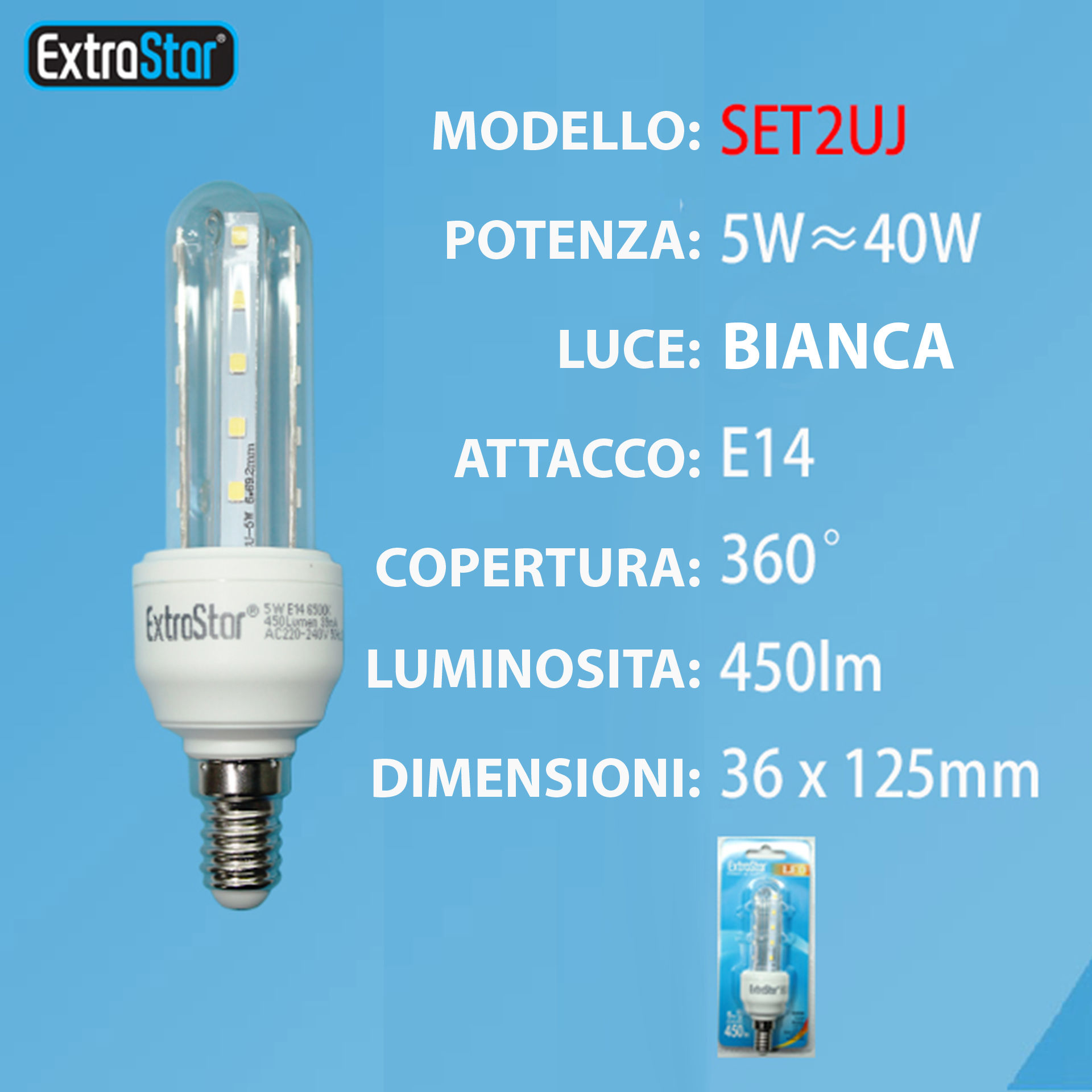 LAMPADINA LED E14 5W 450LM LUCE FREDDAExtrastar