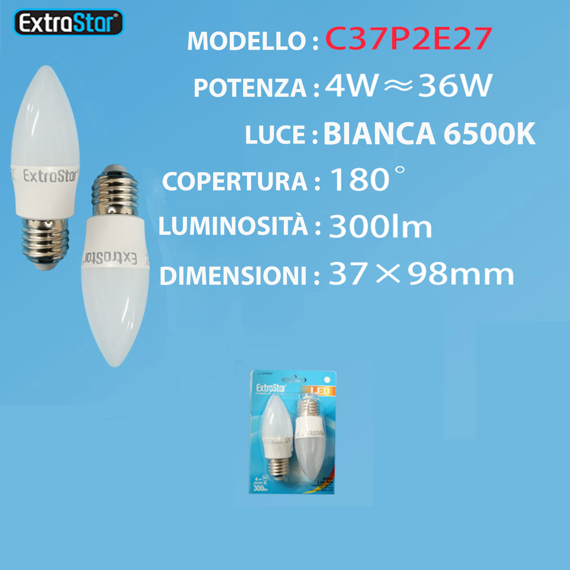LAMPADINA LED E27 4W 300LM  2U LUCE FREDDAExtrastar