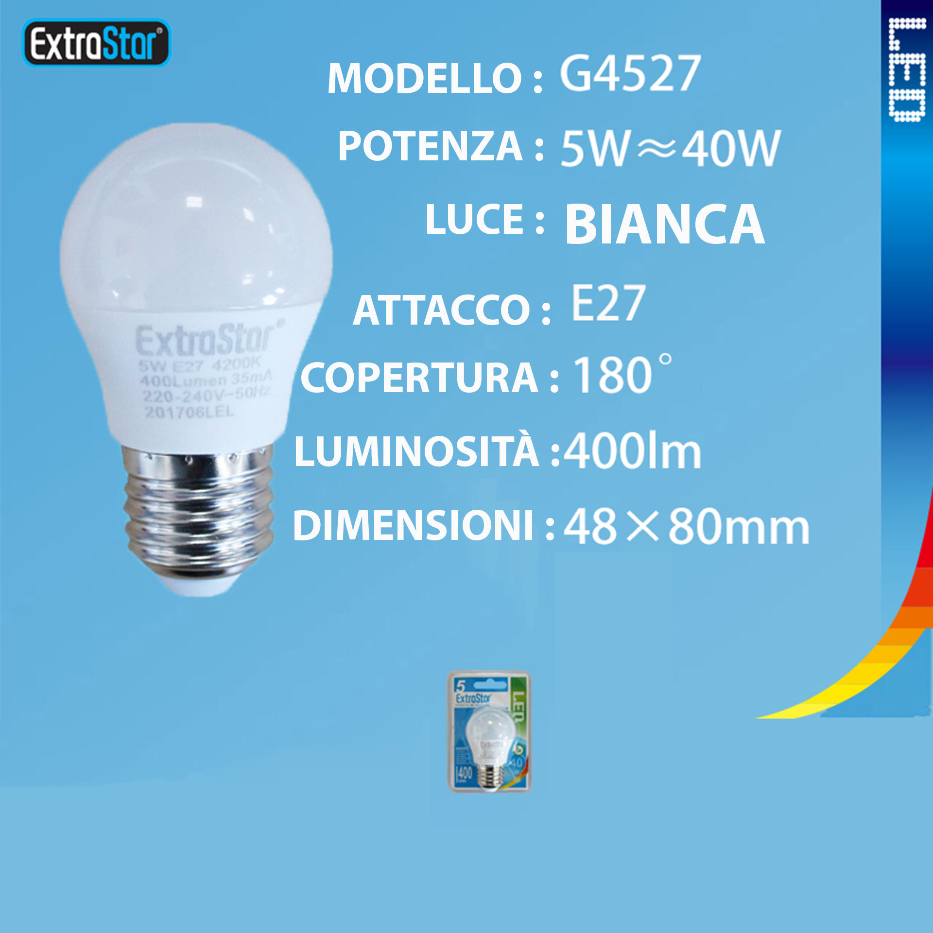 LAMPADINA LED E27 5W 400LM LUCE FREDDAExtrastar