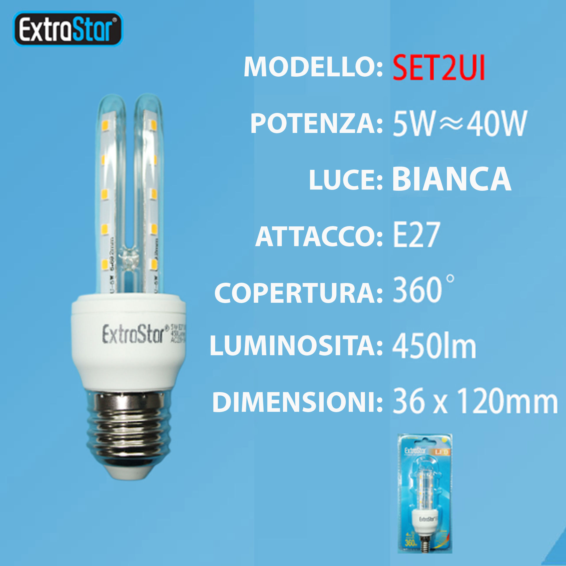 LAMPADINA LED E27 5W 450LM LUCE FREDDAExtrastar