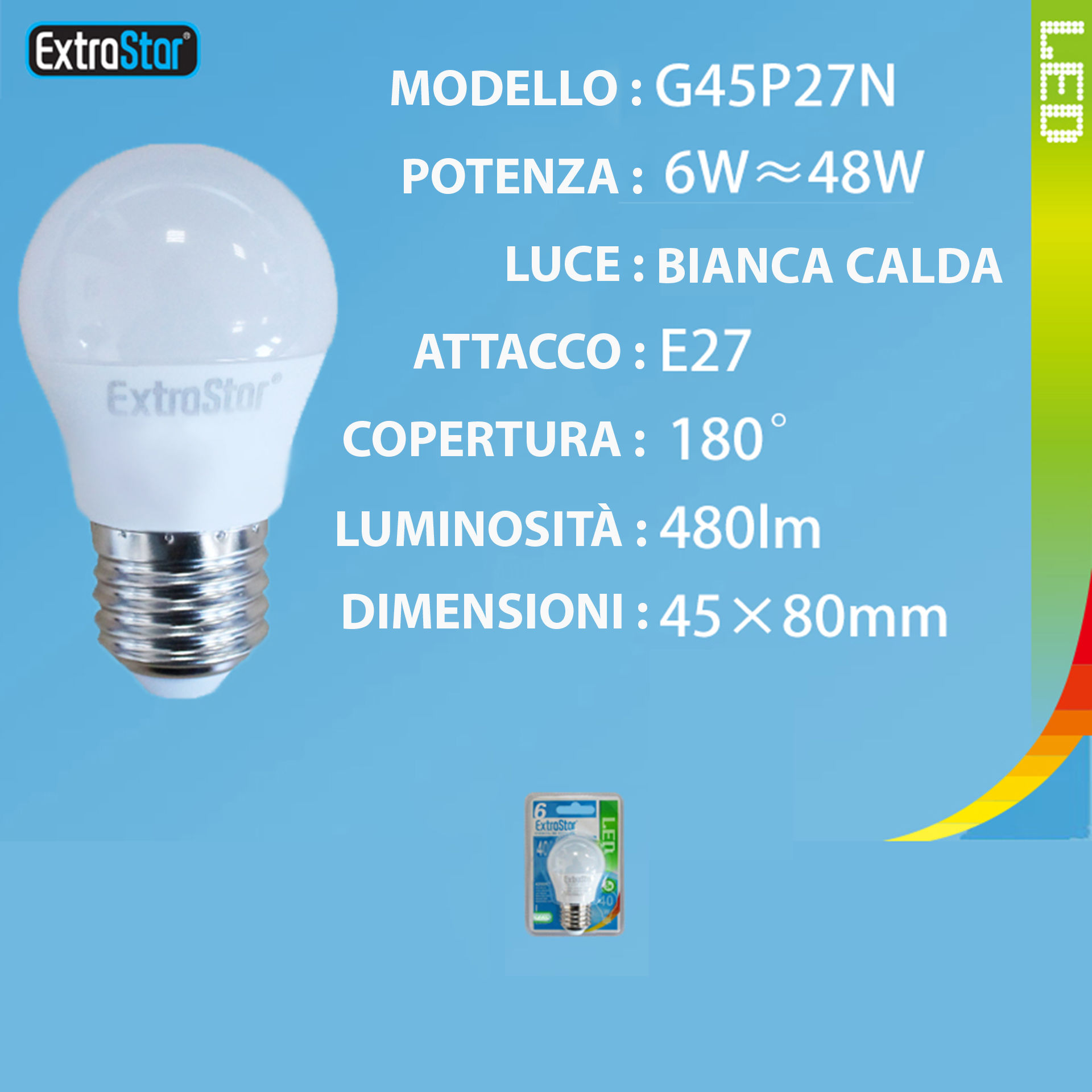 LAMPADINA LED E27 6W 480LM 4200KExtrastar