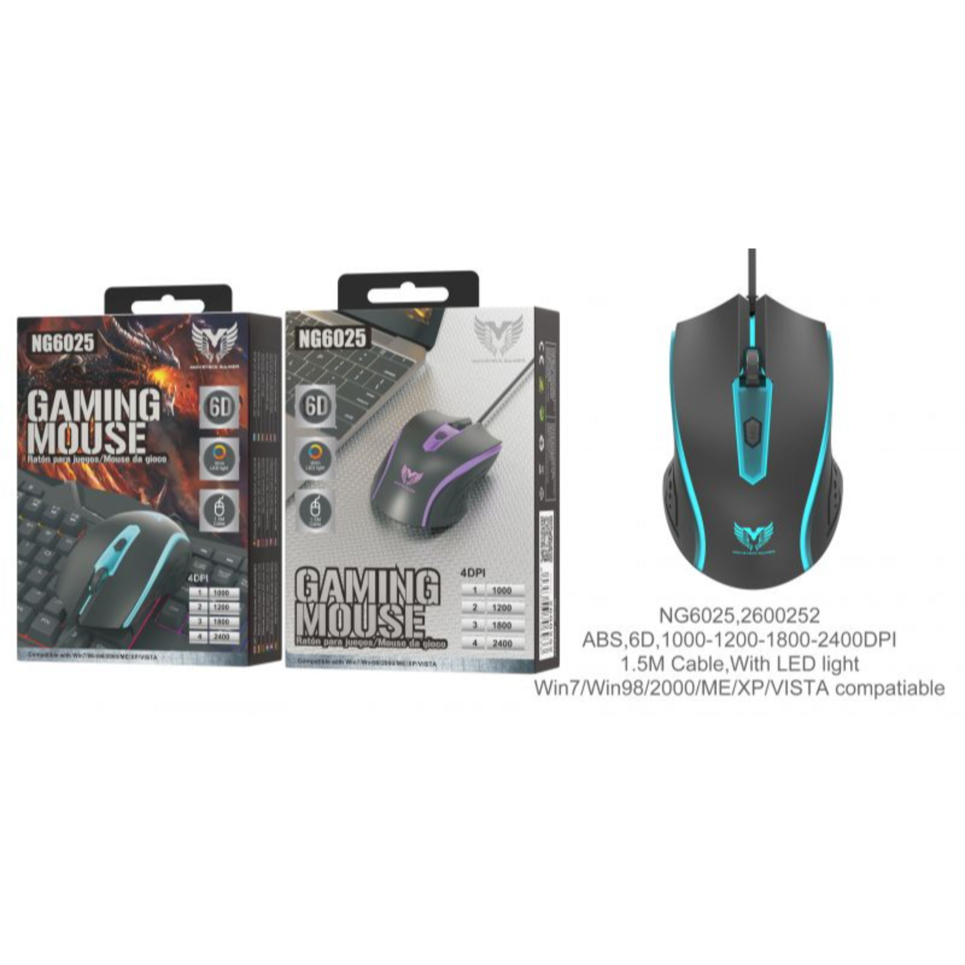 ONEPLUS NG6025 MOUSE OTTICO GAMING CON CAVO 1.5M BLUOne Plus