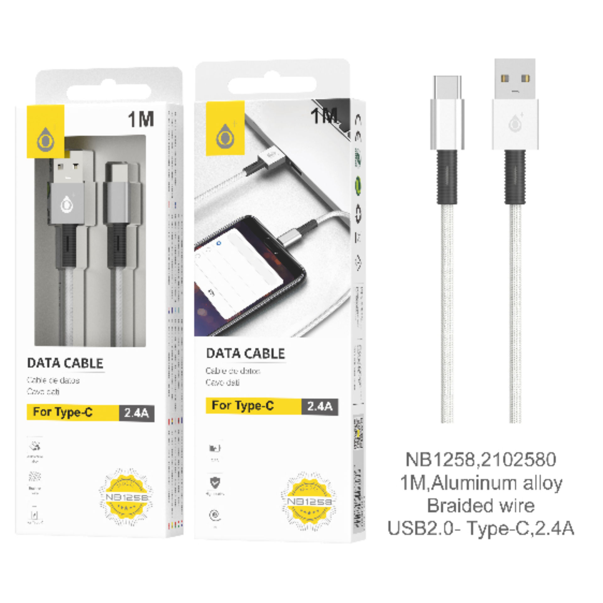 ONEPLUS NB1258 CAVO DATI USB Type-C 2.4A GRIGIOOne Plus