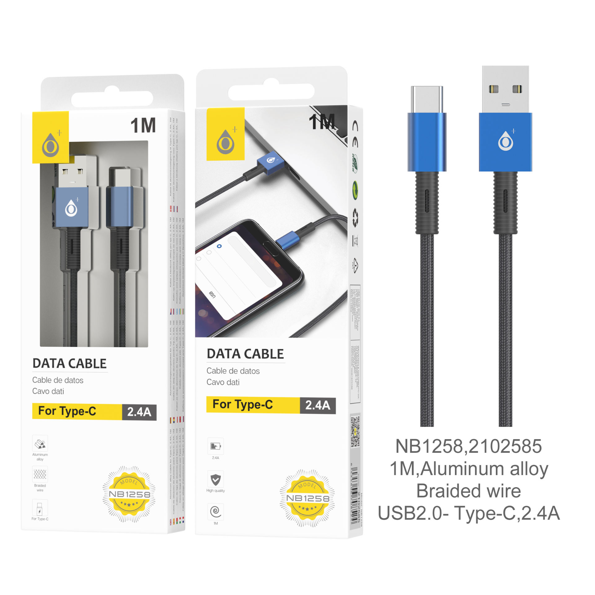 ONEPLUS NB1258 CAVO DATI USB Type-C 2.4A BLUOne Plus