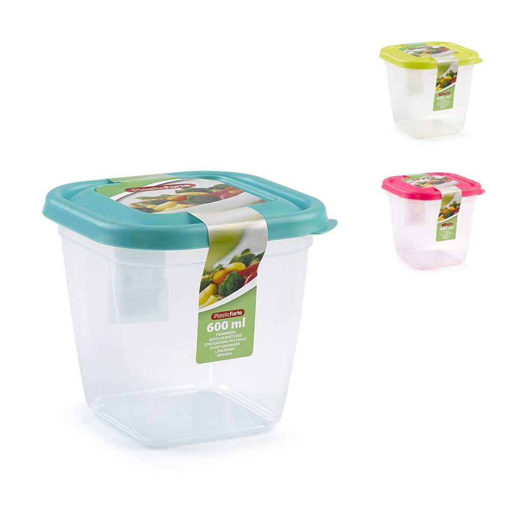 CONTENITORE QUADRATO 600 ML.Plastic Forte