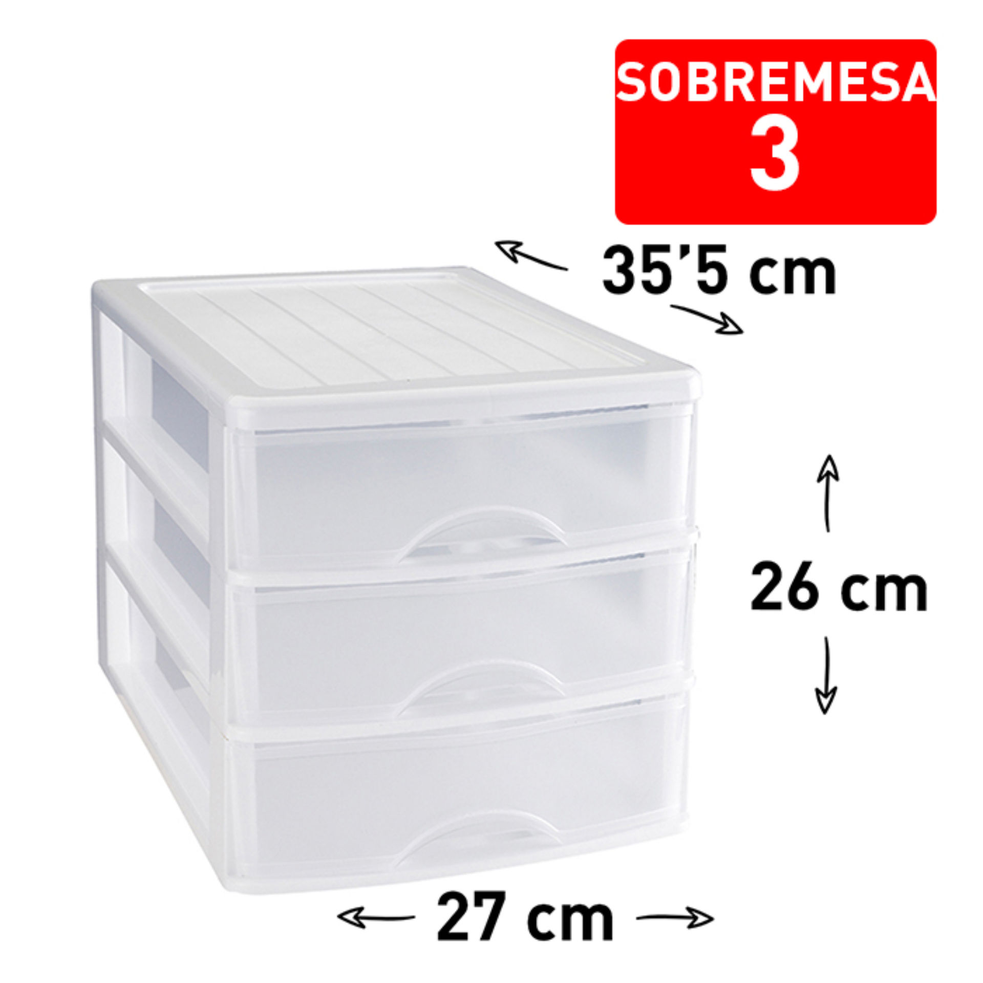 CASSETTIERA DA SCRIVANIA 3 CASSETTI BIANCOPlastic Forte