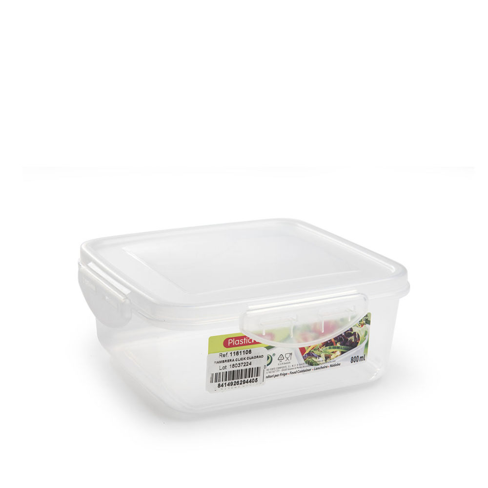 CONTENITORE CLICK QUADRATO 800 ML TRASPARENTEPlastic Forte