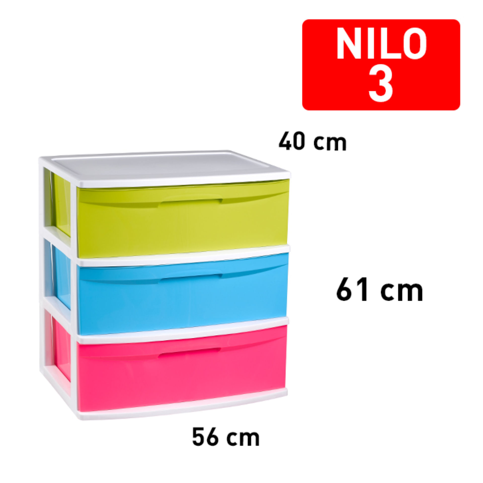 CASSETTIERA NILO 3 CASSETTI BIANCOLOREPlastic Forte