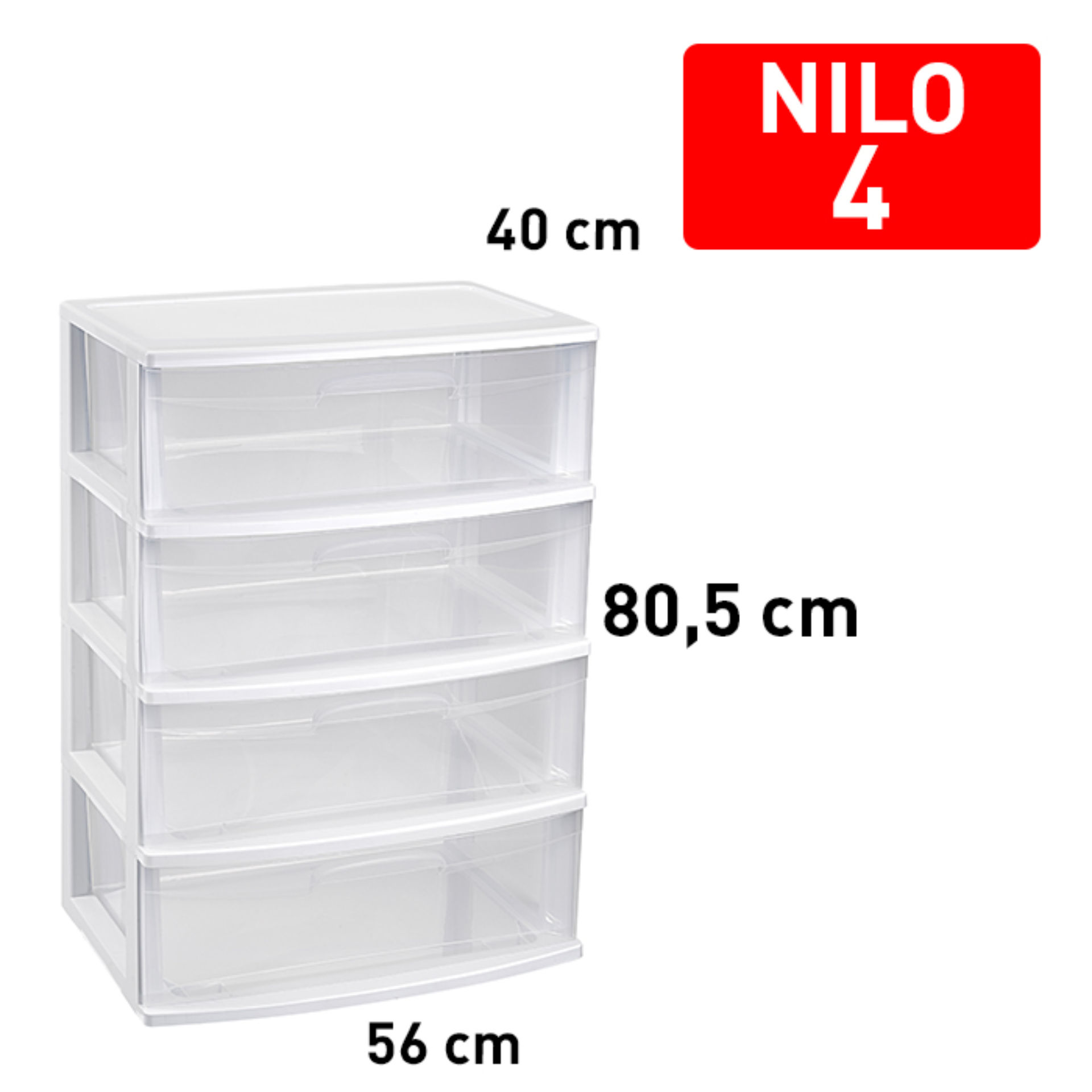 CASSETTIERA NILO 4 CASSETTI BIANCOPlastic Forte