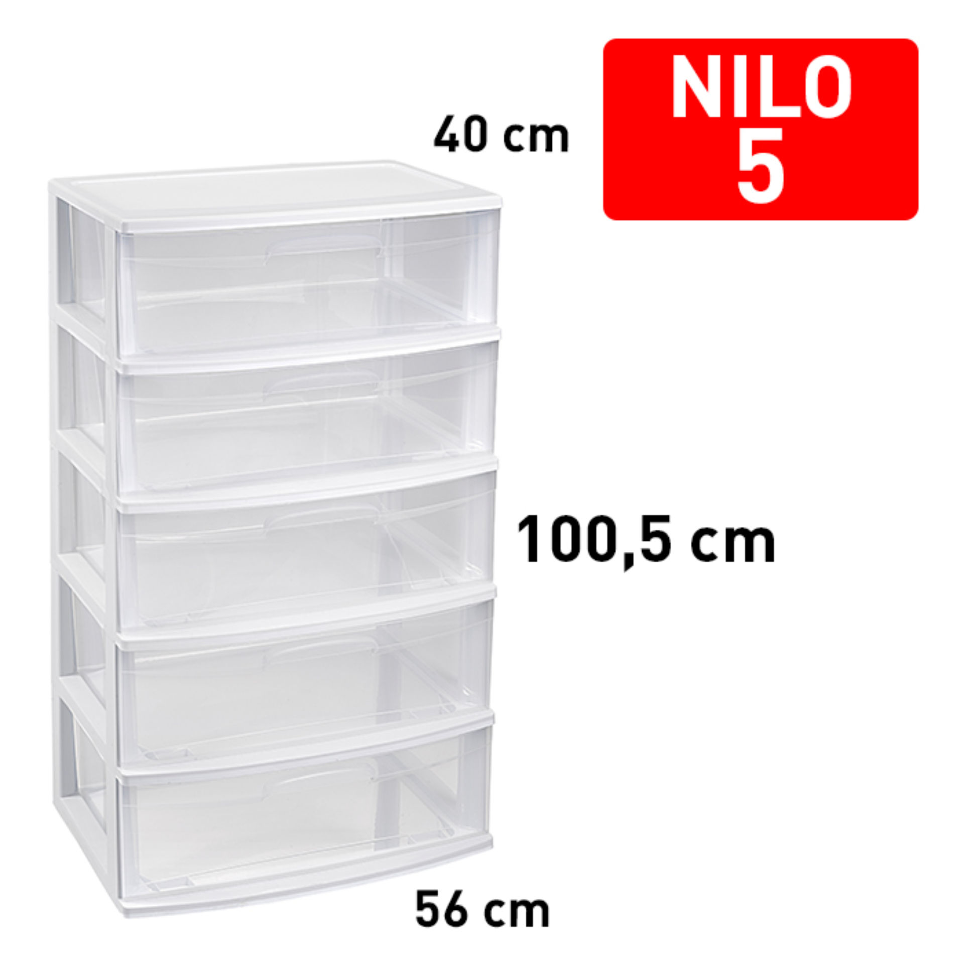 CASSETTIERA NILO 5 CASSETTI - BIANCOPlastic Forte