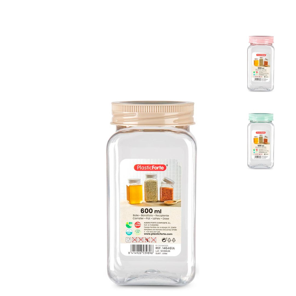 BARATTOLO QUADRATO CLASSIC 600 ML SURT VRMPlastic Forte